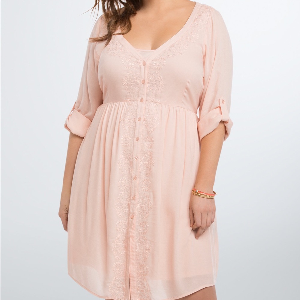 SOLD - NWT Torrid Blush Gauze Shirt Dress - Size 2